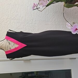 Calvin Klein Black and Pink Sleeveless Sheath Mini Dress